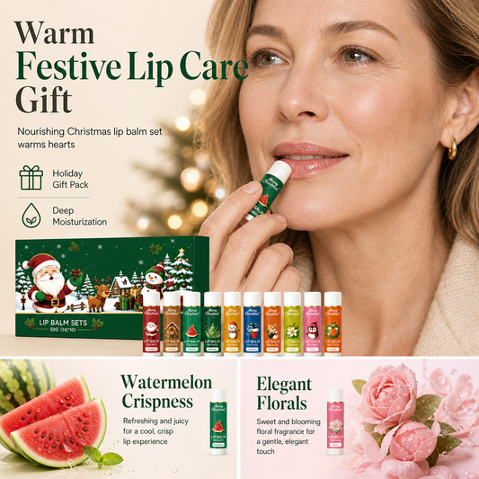 📢📢¡¡50 % DE DESCUENTO!! ⏰  Set de bálsamos labiales hidratantes de Navidad