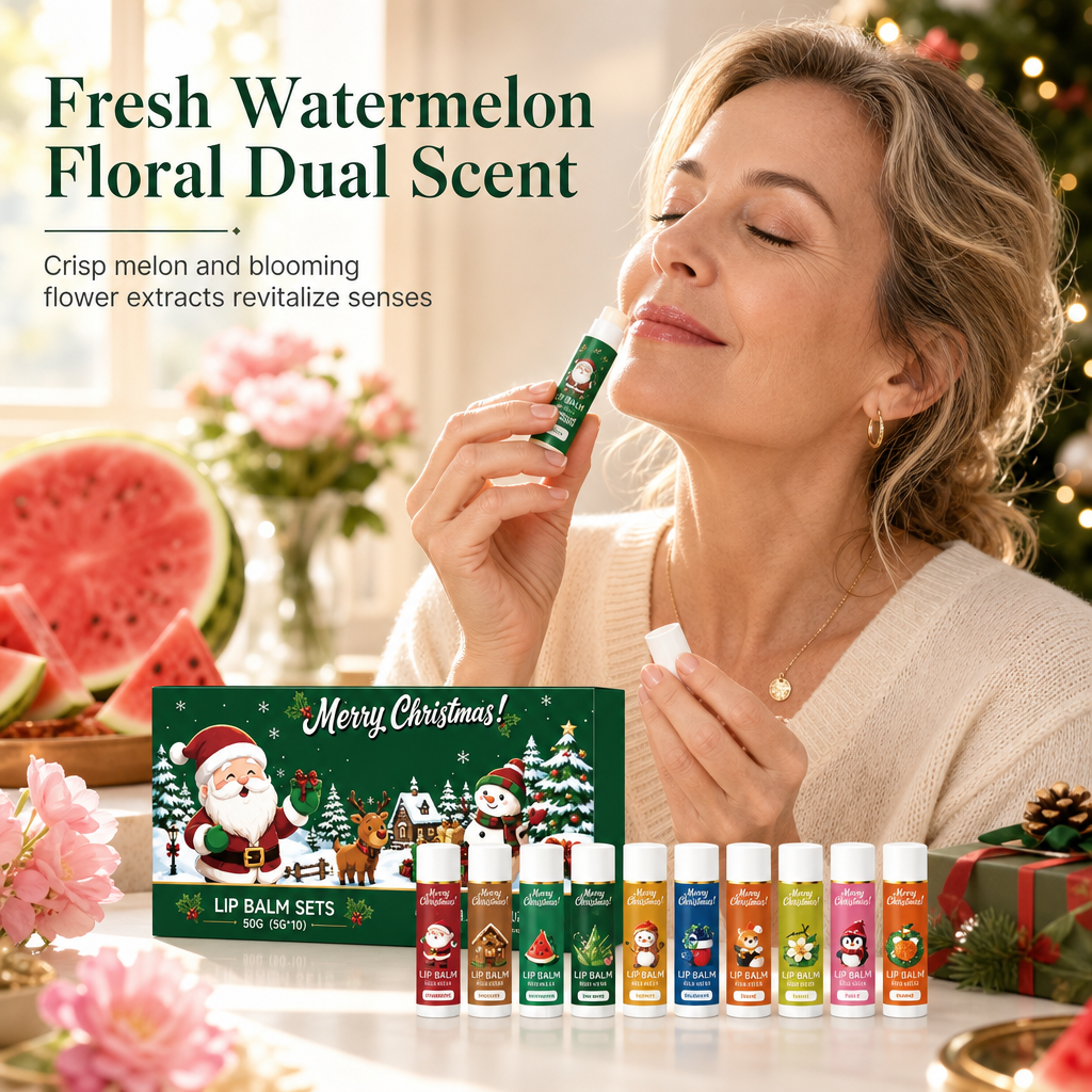 📢📢¡¡50 % DE DESCUENTO!! ⏰  Set de bálsamos labiales hidratantes de Navidad