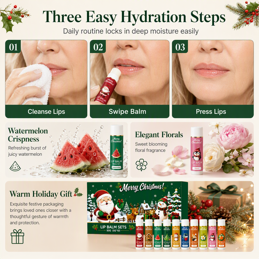 📢📢¡¡50 % DE DESCUENTO!! ⏰  Set de bálsamos labiales hidratantes de Navidad