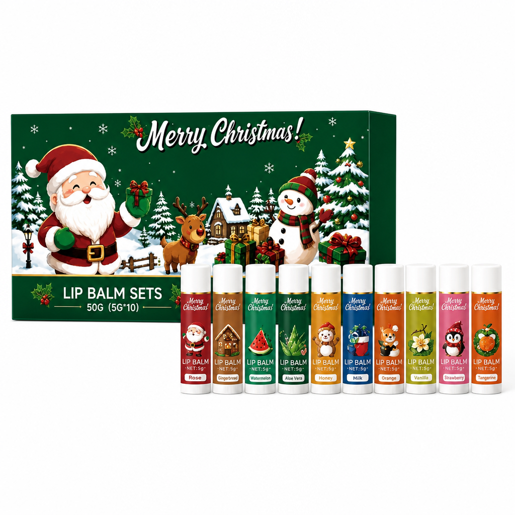 📢📢¡¡50 % DE DESCUENTO!! ⏰  Set de bálsamos labiales hidratantes de Navidad