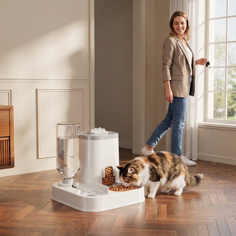 Comedero automático 2 en 1 con dispensador de agua para mascotas