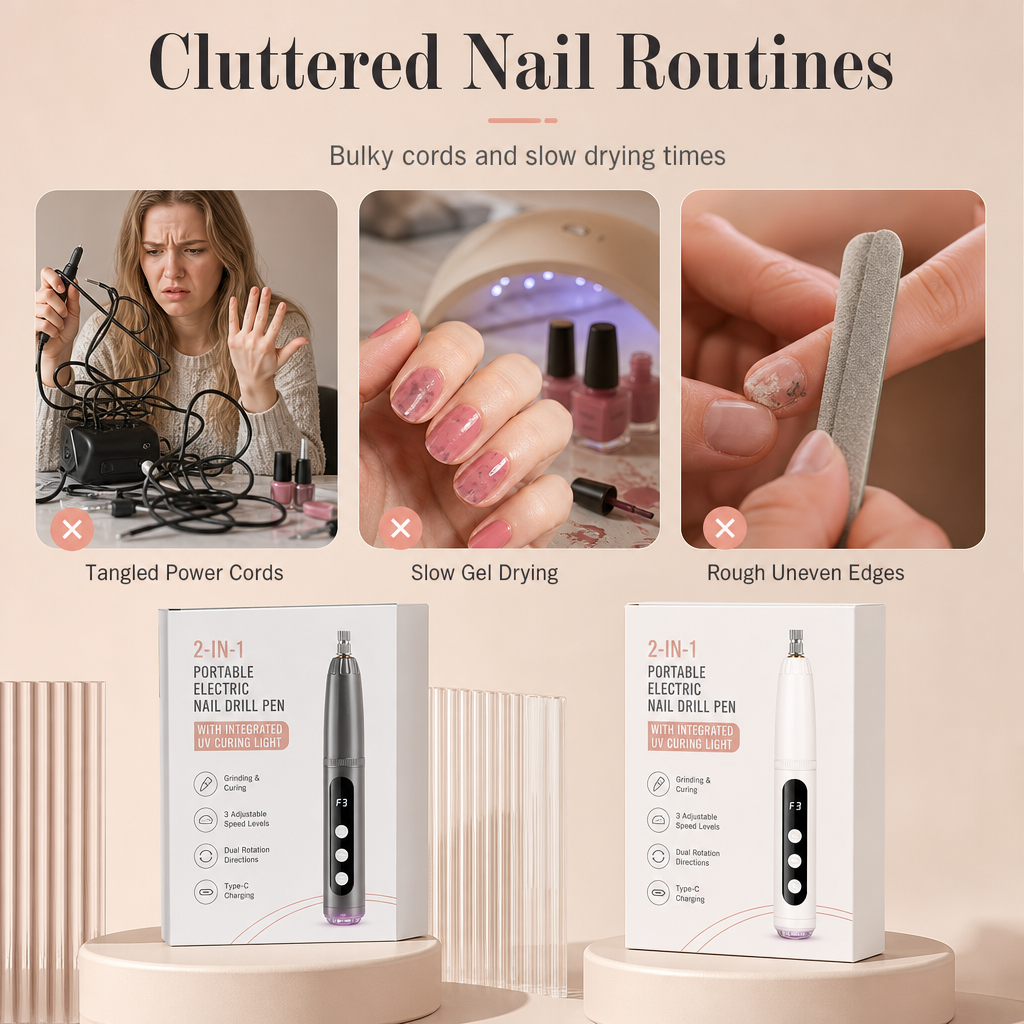 Torno eléctrico portátil para manicura y pulido de uñas