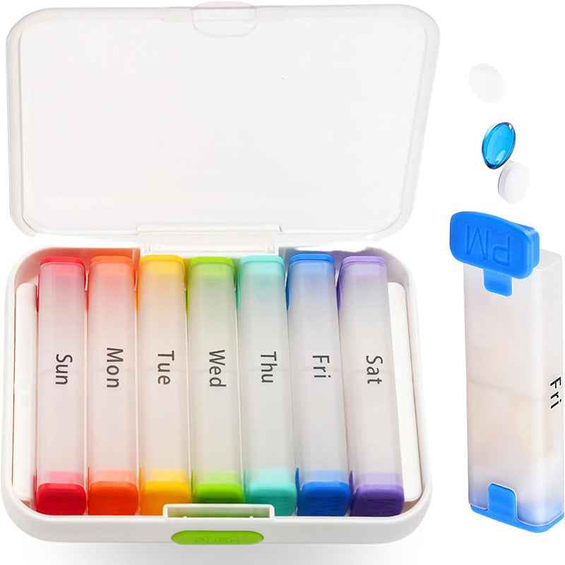 🧳 ¡50 % de descuento por tiempo limitado! 💊 Pastillero semanal desmontable de 7 días, portátil y con código de colores ✨