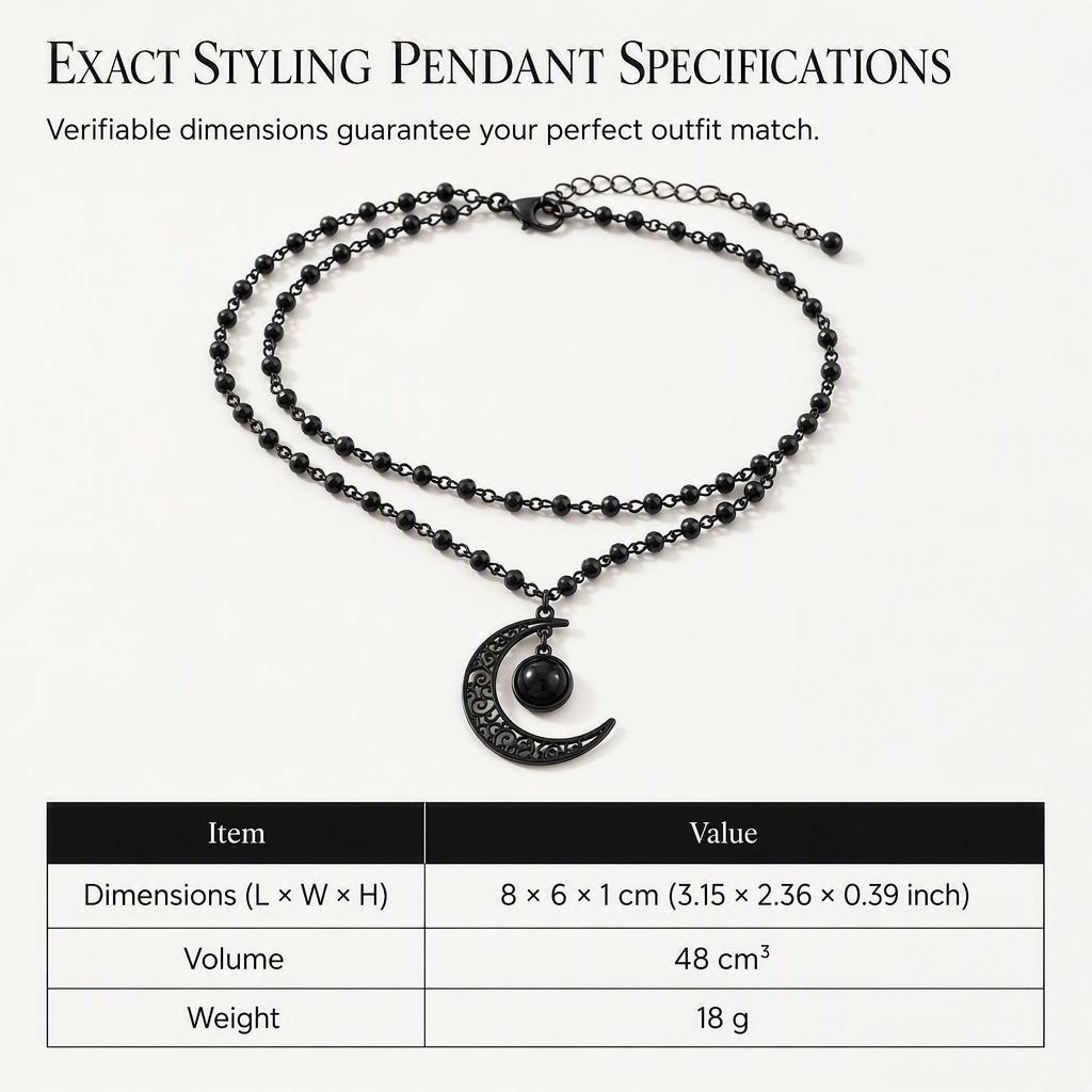 🌙 LIMITED‑TIME 50% OFF! 🖤 Gothic Dark Crystal Beaded Chain Necklace with Hollow Out Moon Alloy Pendant 📿