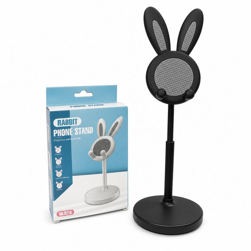 🐰¡COMPRA 1 LLEVA 1 GRATIS!📱✨ Lindo soporte de escritorio para teléfono con diseño de conejito – Altura ajustable, base pesada y almohadillas de silicona