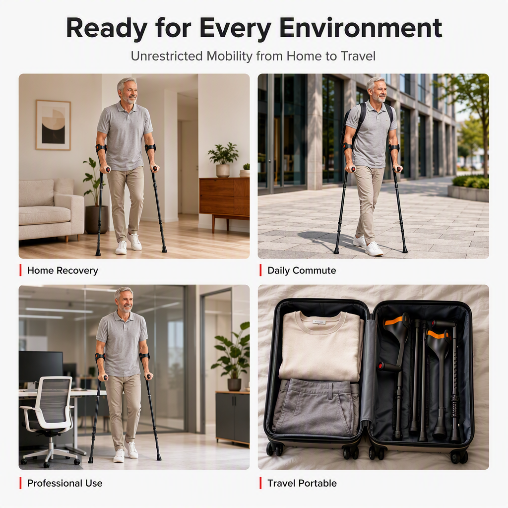 ⏳🔥LIMITED-TIME 50% OFF! ⏰💪 Folding Forearm Crutches – Non-slip & mobility aid ✨