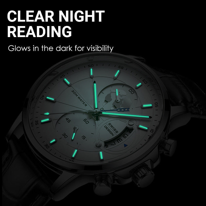 Reloj de Cuarzo Luminoso e Impermeable para Hombre