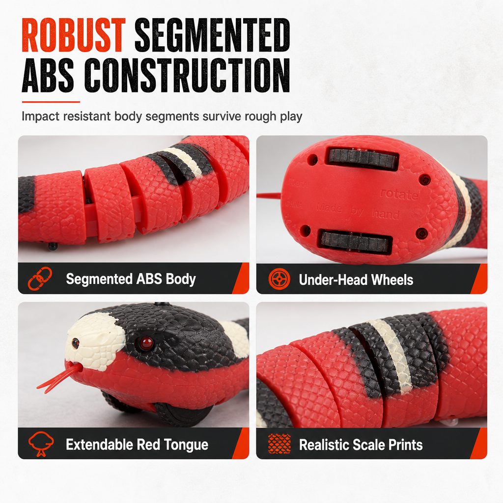 Smart Sensing Electric Snake Toy with Obstacle Avoidance Banded Krait Interactive Prank Toy for Kids