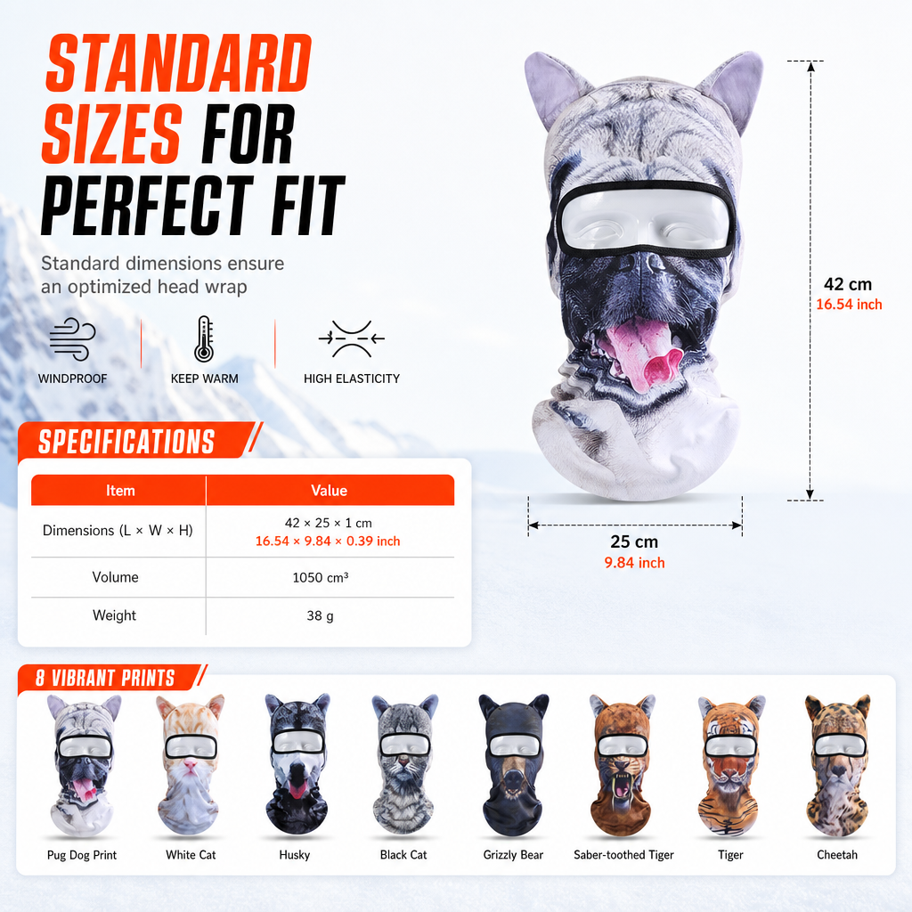 📢📢40% OFF !! ⏰Animal Print Windproof Balaclava Face Mask