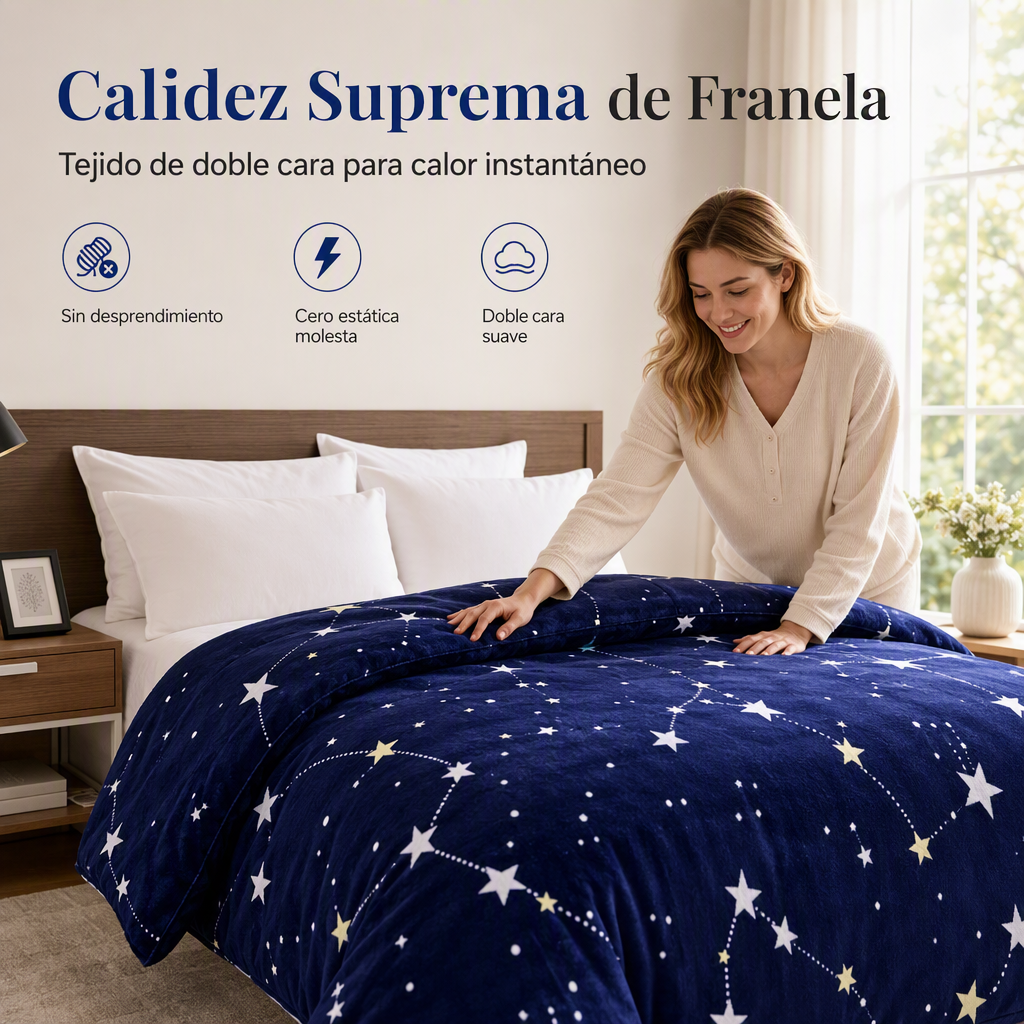 Funda Nórdica de Franela de Doble Cara Cálida y Suave