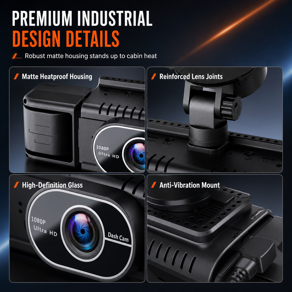 F100 4-Lens Car Dash Cam 1080P HD Driving Recorder with Infrared Night Vision and GPS Sync Recording