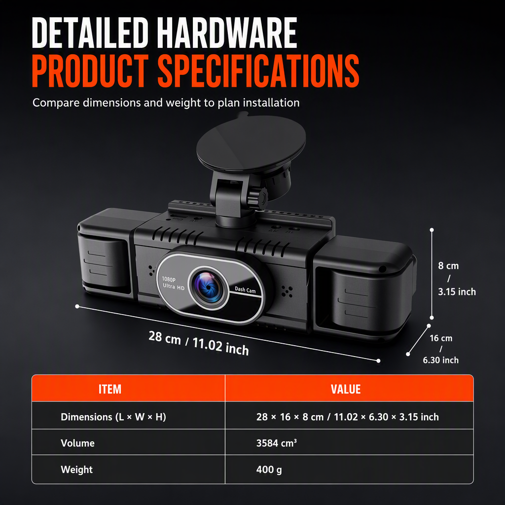 F100 4-Lens Car Dash Cam 1080P HD Driving Recorder with Infrared Night Vision and GPS Sync Recording