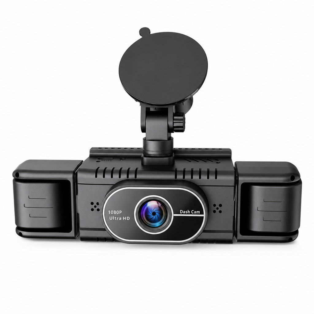 F100 4-Lens Car Dash Cam 1080P HD Driving Recorder with Infrared Night Vision and GPS Sync Recording