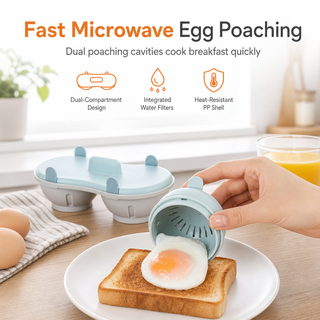 Double Compartment Microwave Egg Steamer Box Kitchen Egg Cooking Mold