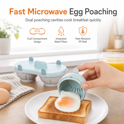 Double Compartment Microwave Egg Steamer Box Kitchen Egg Cooking Mold