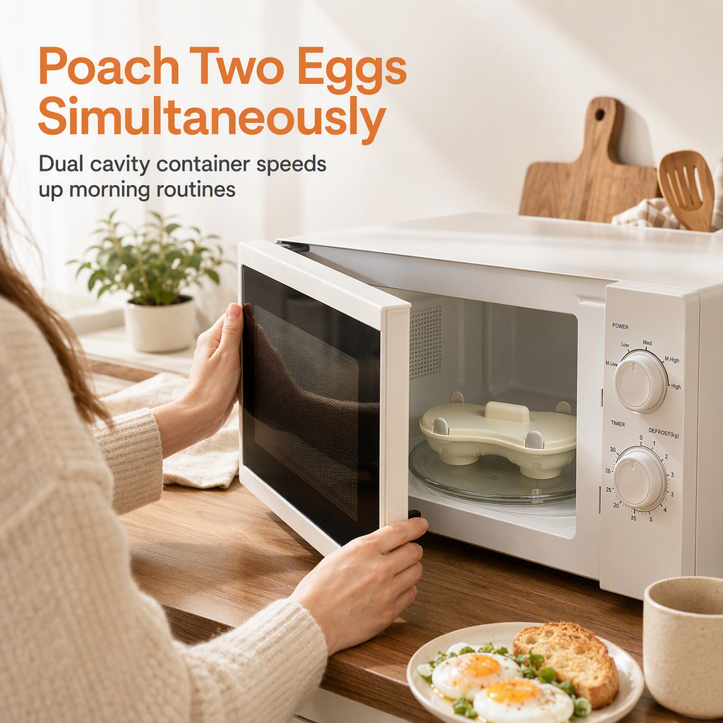 Double Compartment Microwave Egg Steamer Box Kitchen Egg Cooking Mold