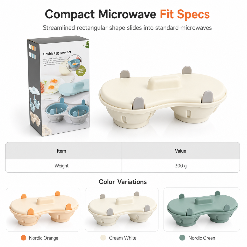 Double Compartment Microwave Egg Steamer Box Kitchen Egg Cooking Mold