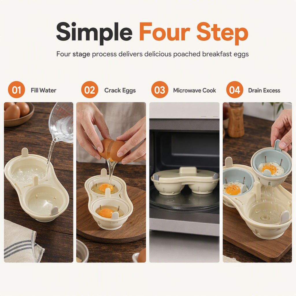 Double Compartment Microwave Egg Steamer Box Kitchen Egg Cooking Mold