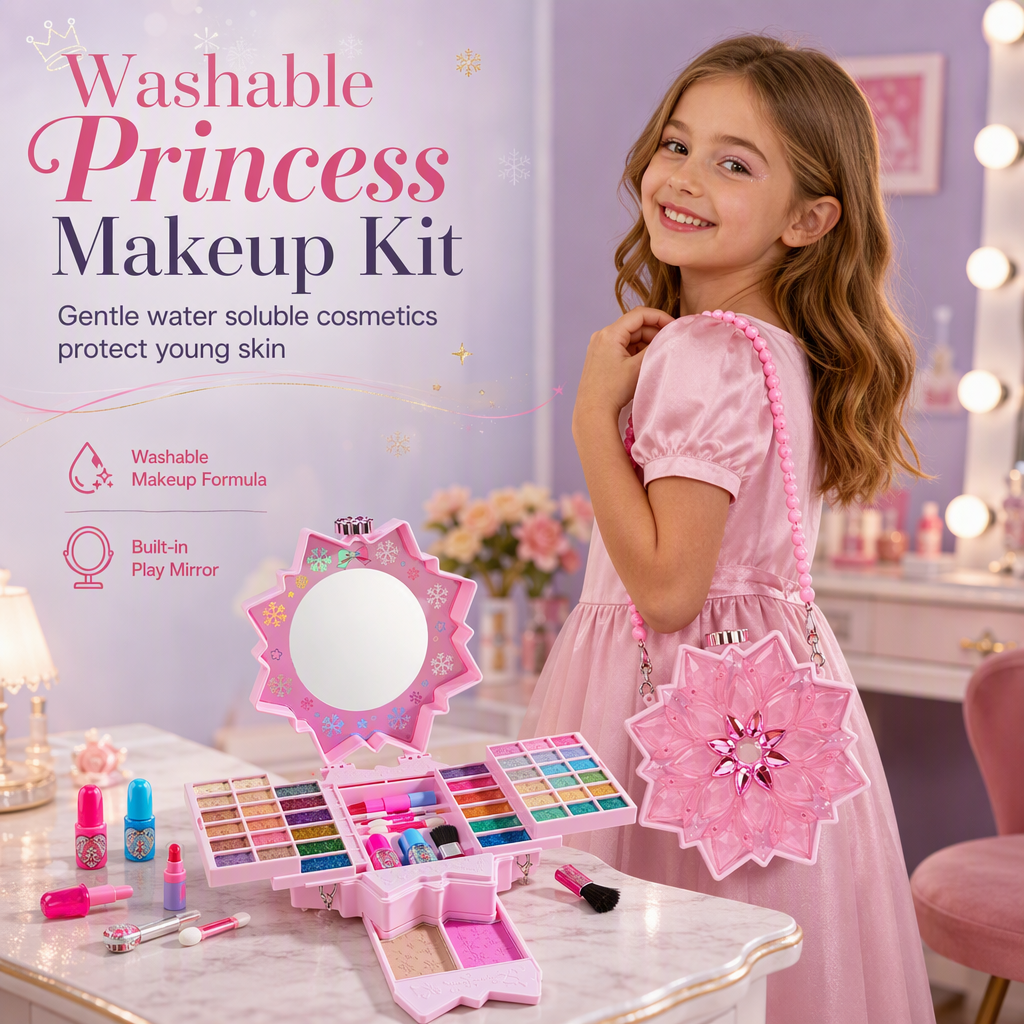 💄 DESCUENTO DEL 50% POR TIEMPO LIMITADO! ✨ Conjunto de maquillaje para princesas lavable – Juguete de maquillaje seguro para niños, no tóxico y de fantasía 👸