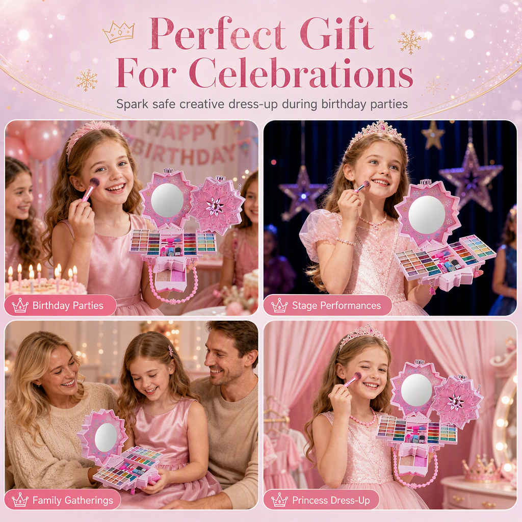 💄 DESCUENTO DEL 50% POR TIEMPO LIMITADO! ✨ Conjunto de maquillaje para princesas lavable – Juguete de maquillaje seguro para niños, no tóxico y de fantasía 👸