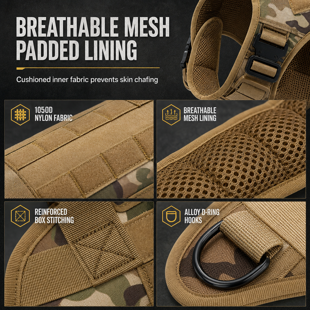 ⏳Time-Limited Special⏰Tactical Dog Harness Heavy Duty Pet Working Vest for Medium and Large Dogs Quick Release Training Vest for Outdoor Activities