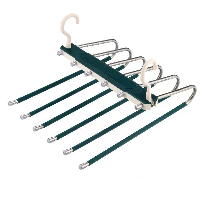 👖 50% OFF! ✨ Multi-Layer Space-Saving Pants Hanger – Holds 6 Pairs Vertically, Premium Anti-Slip Coating & Heavy-Duty Stainless Steel – Dual Hanging Modes Save Up to 80% Closet Space 🧺