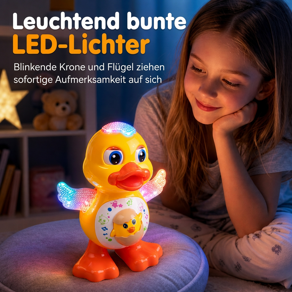 🦆 50% OFF! ✨ Electric Singing & Dancing Cartoon Duck Toy – Flapping Wings, Colorful LED Lights & Cheerful Rhythms – Fun Interactive Musical Toy for Kids 🎵