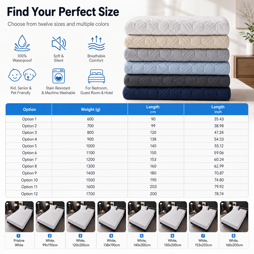 Waterproof Fitted Sheet Solid Color Machine Washable Mattress Protector Cover