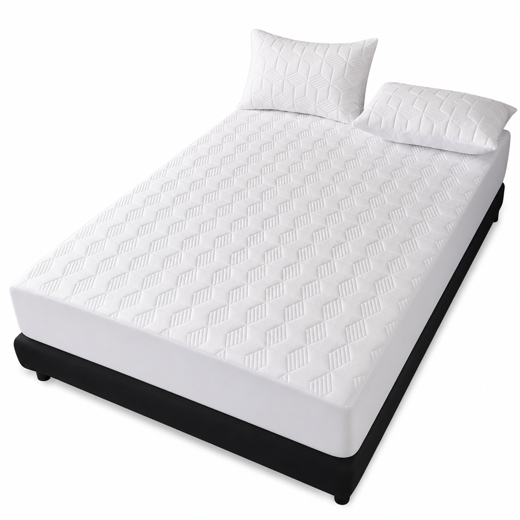 Waterproof Fitted Sheet Solid Color Machine Washable Mattress Protector Cover