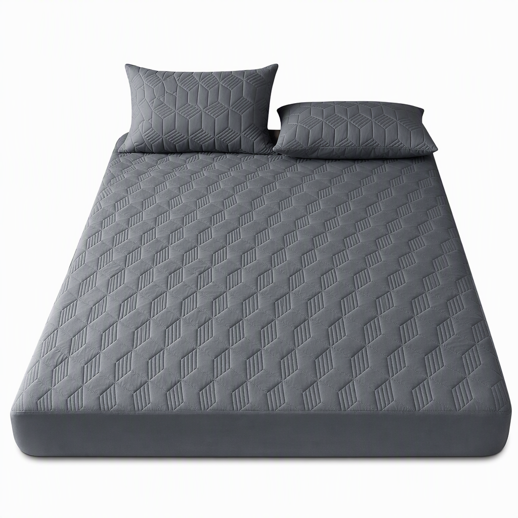 Waterproof Fitted Sheet Solid Color Machine Washable Mattress Protector Cover