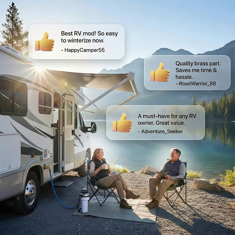 Adaptador de latón para purgar con aire las tuberías de autocaravana