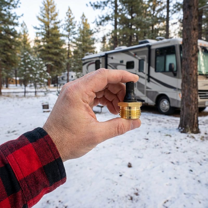 Adaptador de latón para purgar con aire las tuberías de autocaravana