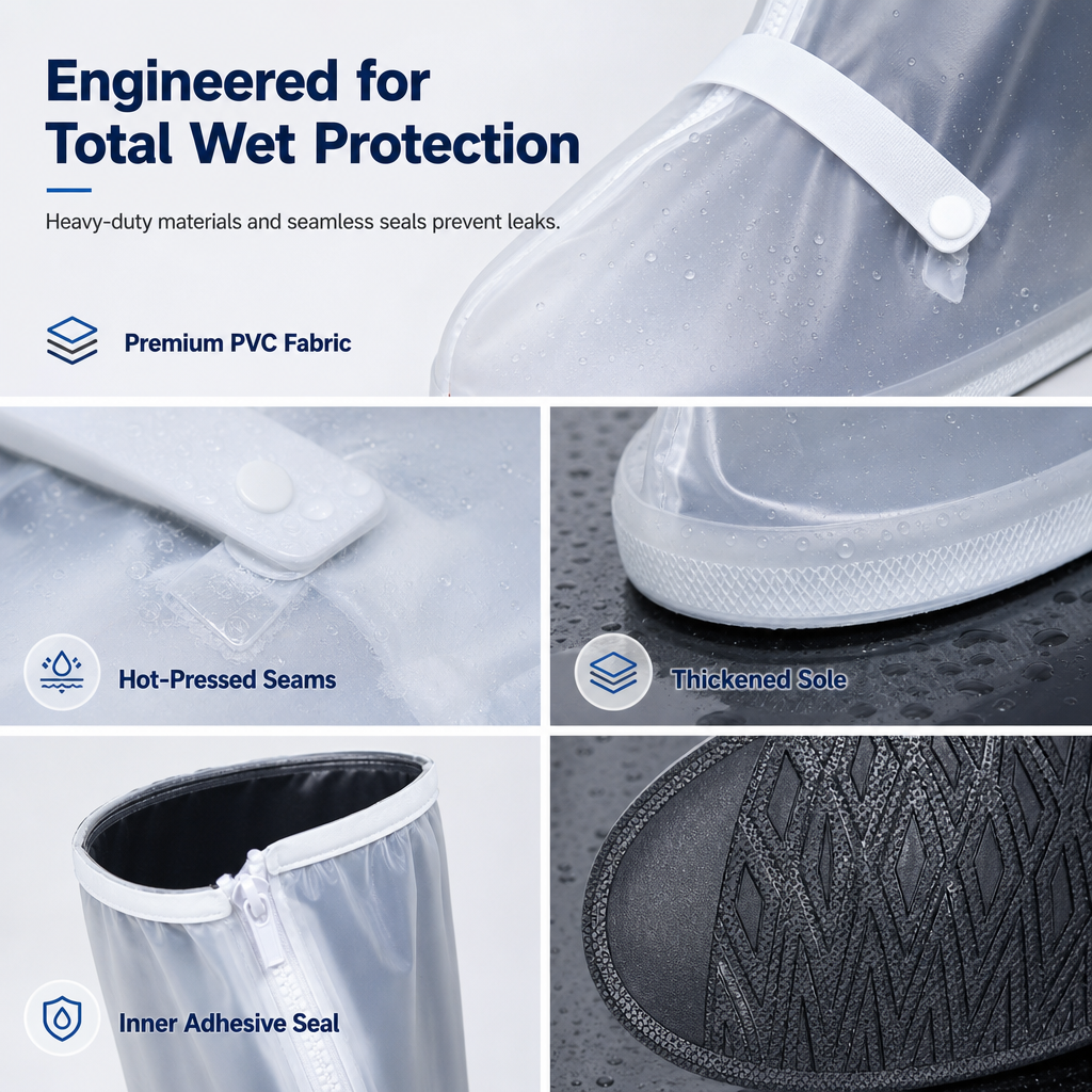 🌧️ LIMITED‑TIME 50% OFF! 👢 Waterproof High‑Top Rain Shoe Covers – Non‑Slip PVC, 42cm Splash Barrier & Reflective Night Safety 👟
