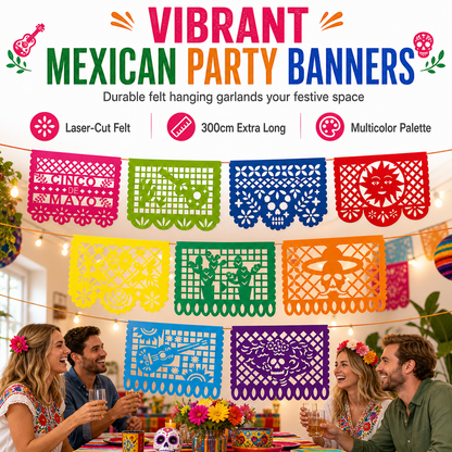 Guirnalda mexicana de papel picado para Día de Muertos, Cinco de Mayo y Halloween