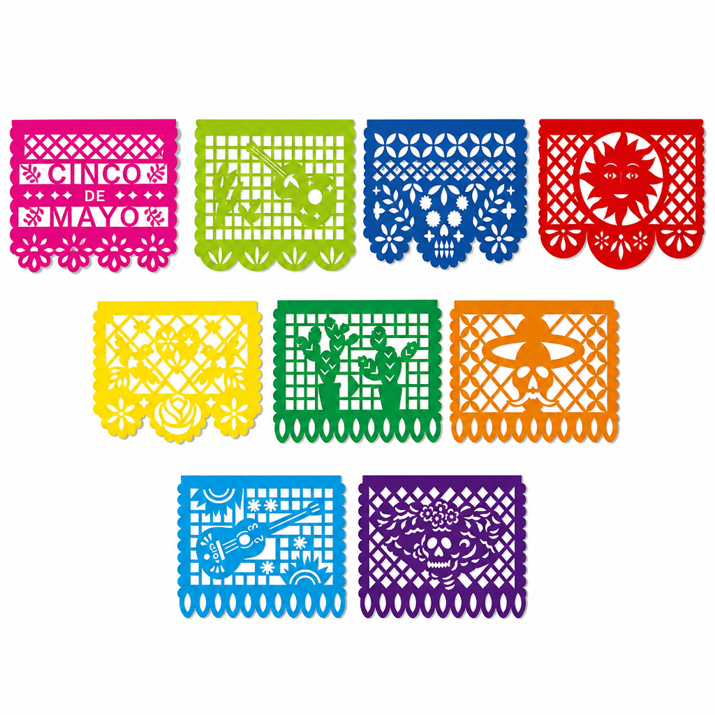 Guirnalda mexicana de papel picado para Día de Muertos, Cinco de Mayo y Halloween