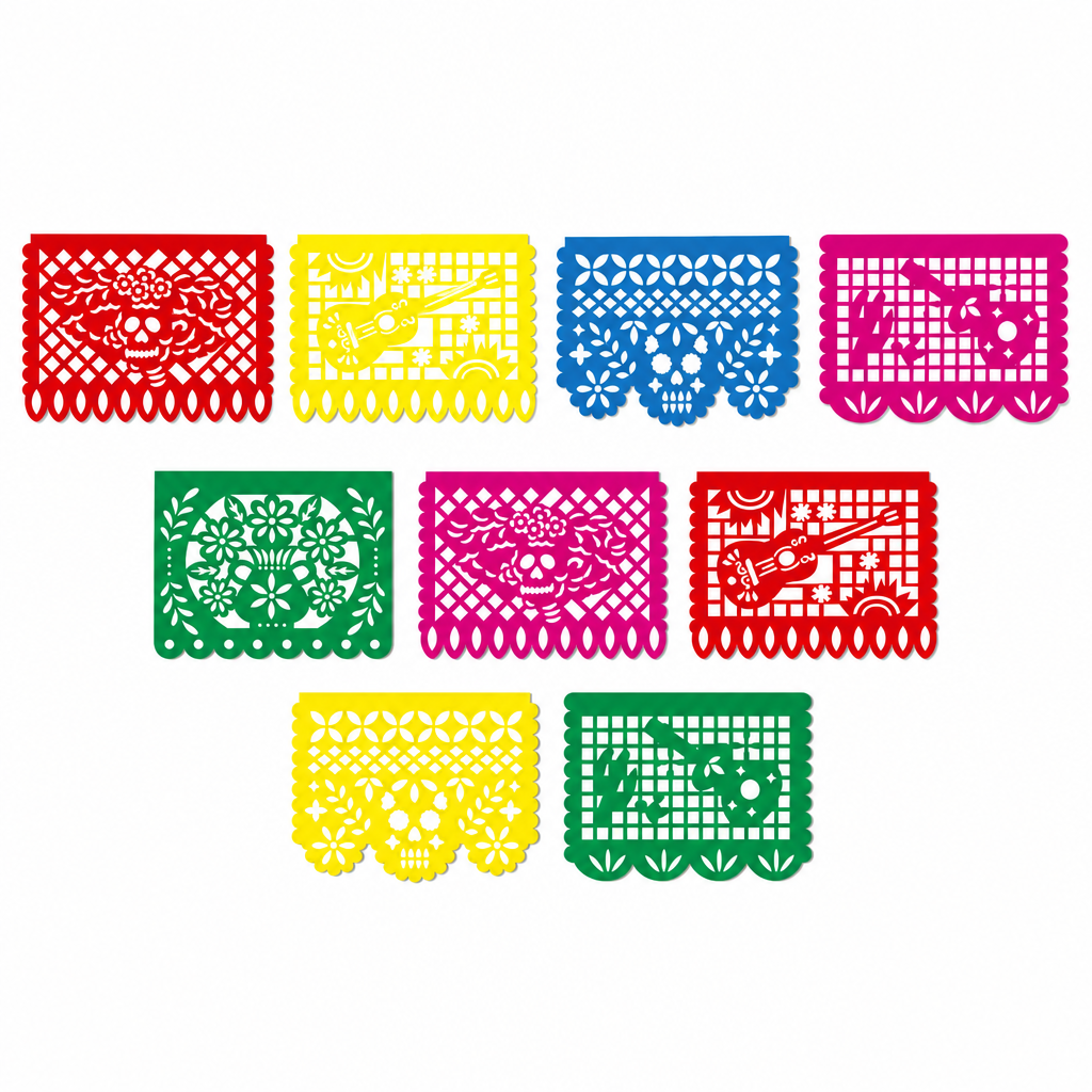 Guirnalda mexicana de papel picado para Día de Muertos, Cinco de Mayo y Halloween