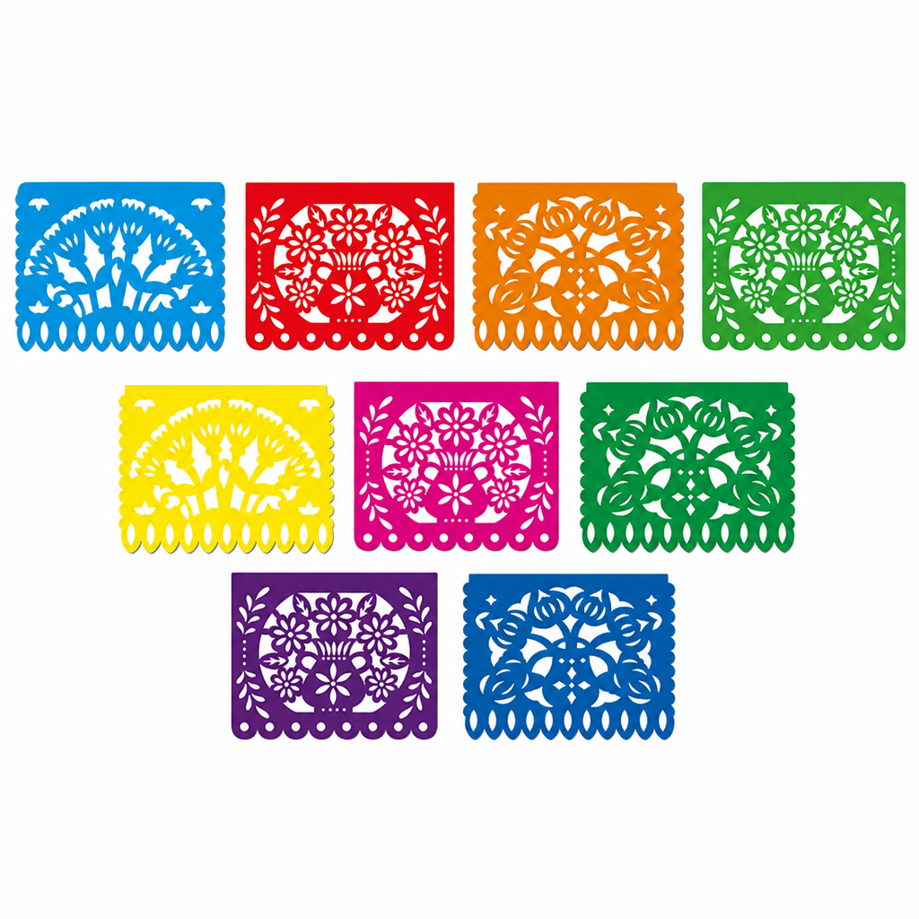 Guirnalda mexicana de papel picado para Día de Muertos, Cinco de Mayo y Halloween