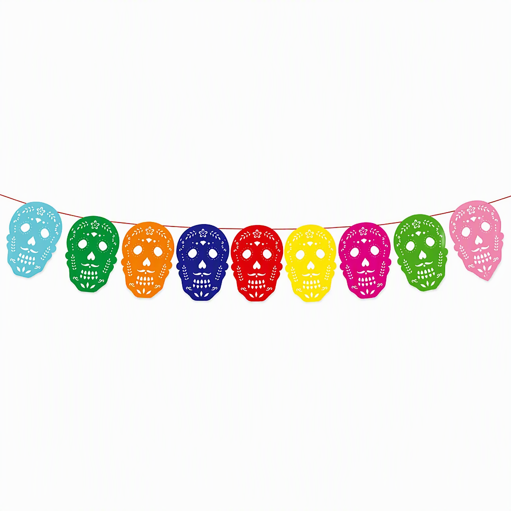 Guirnalda mexicana de papel picado para Día de Muertos, Cinco de Mayo y Halloween