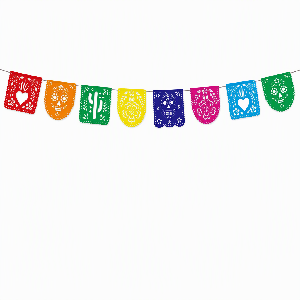 Guirnalda mexicana de papel picado para Día de Muertos, Cinco de Mayo y Halloween