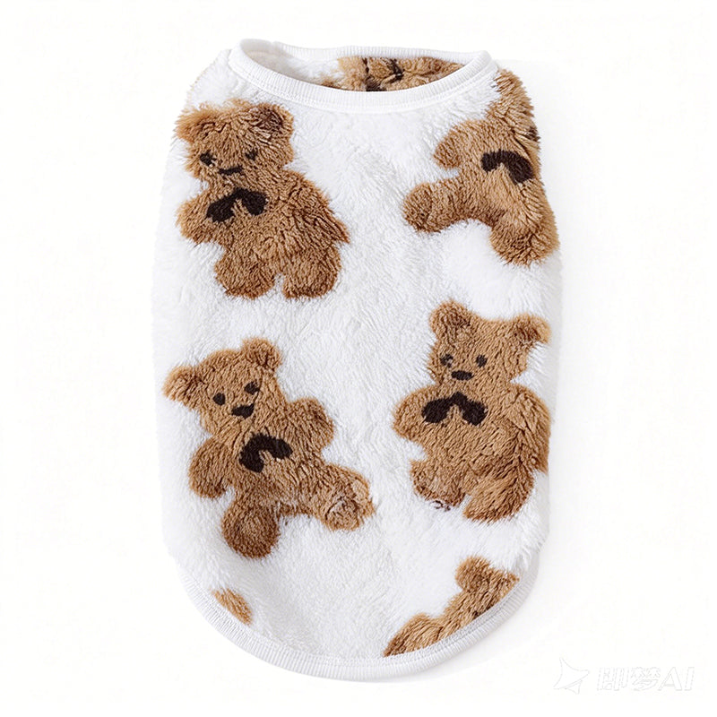 Chaleco de felpa para mascotas con estampado de osito