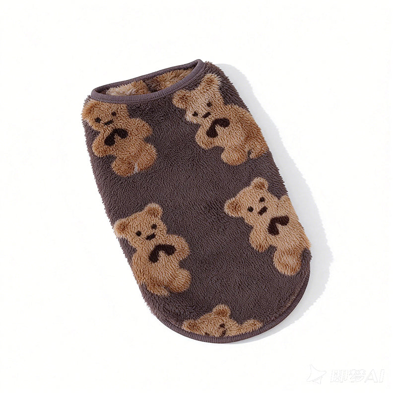 Chaleco de felpa para mascotas con estampado de osito