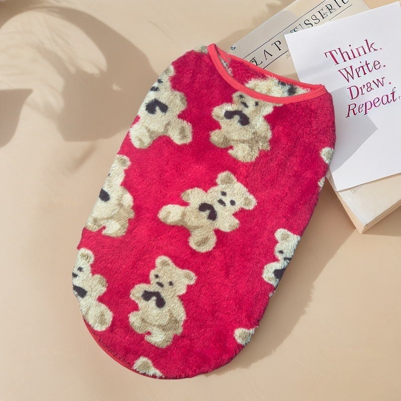 Chaleco de felpa para mascotas con estampado de osito