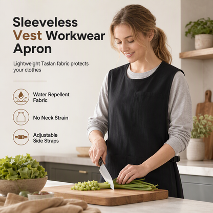 Waterproof and Oilproof Kitchen Vest Apron Breathable Sleeveless Workwear for Catering and Food Service