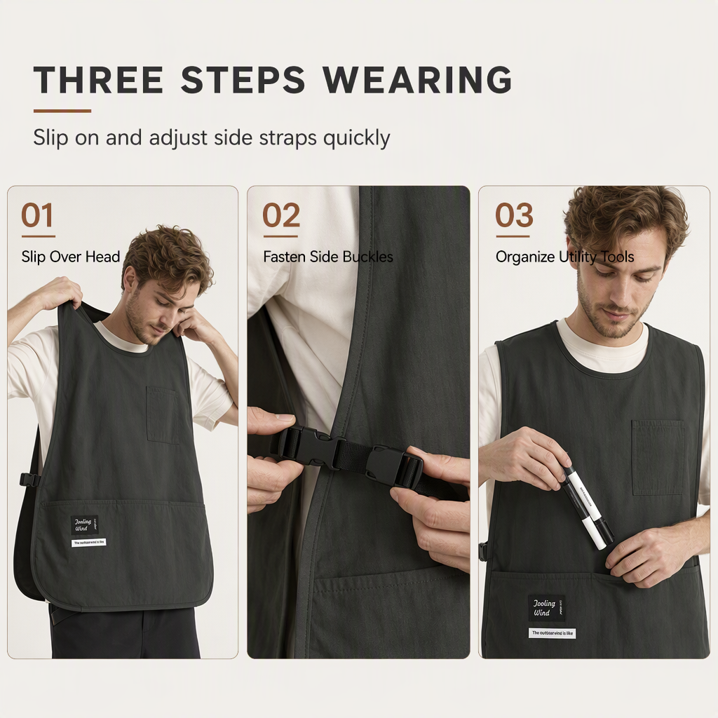 Waterproof and Oilproof Kitchen Vest Apron Breathable Sleeveless Workwear for Catering and Food Service