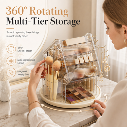 💄Transparent Plastic Rotating Makeup Organizer✨