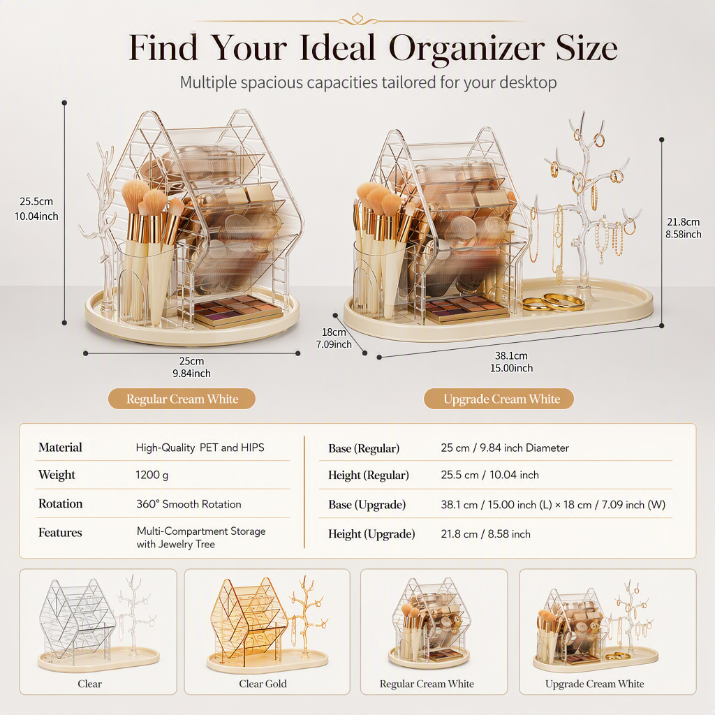 💄Transparent Plastic Rotating Makeup Organizer✨