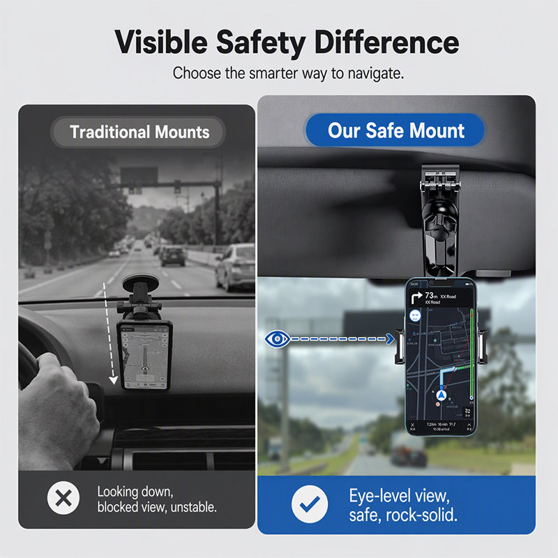 🚗 ¡50% DE DESCUENTO POR TIEMPO LIMITADO! ✨ Soporte universal de teléfono para parasol de auto – Ajustable, estable y multiescena 📱