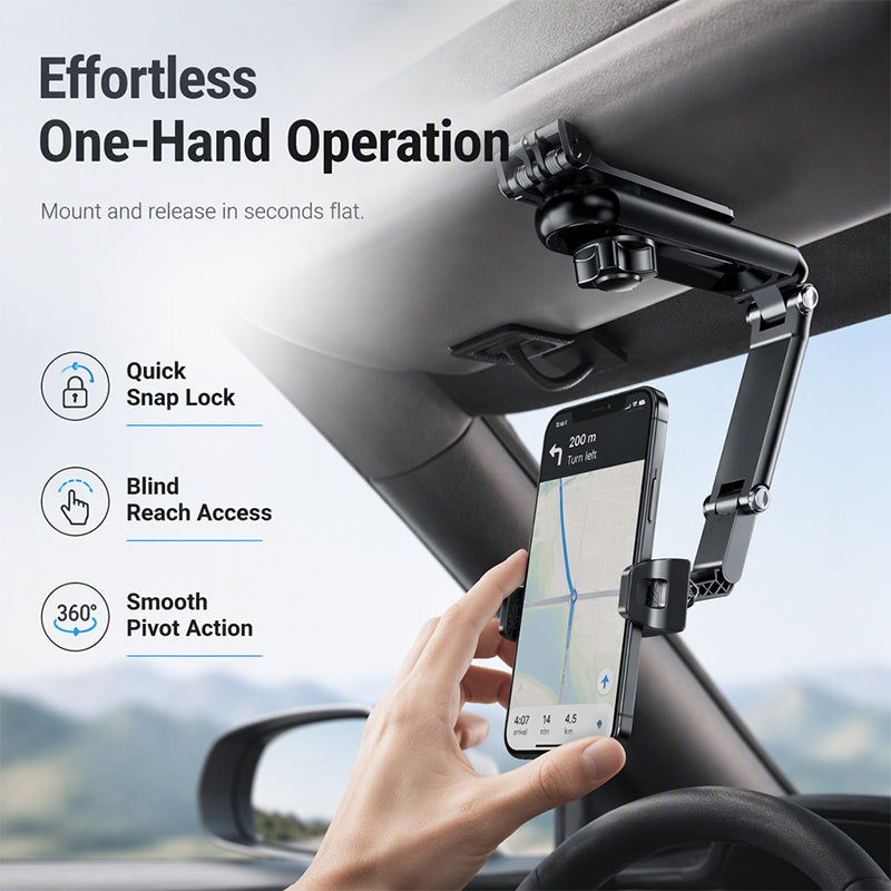 🚗 ¡50% DE DESCUENTO POR TIEMPO LIMITADO! ✨ Soporte universal de teléfono para parasol de auto – Ajustable, estable y multiescena 📱