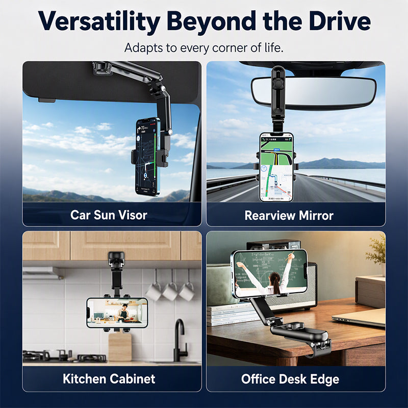 🚗 ¡50% DE DESCUENTO POR TIEMPO LIMITADO! ✨ Soporte universal de teléfono para parasol de auto – Ajustable, estable y multiescena 📱