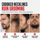 Red 4-Piece Beard Shaping Tool and Hair Styling Comb Set with Neckline Hair Trimming